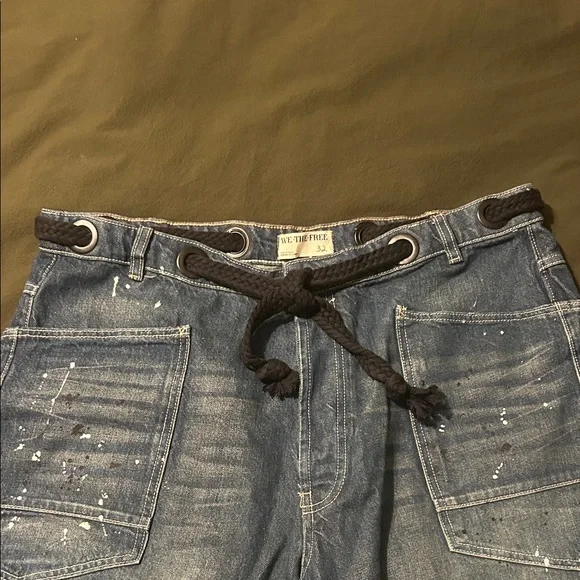 We The Free Moxie Dark Blue Wide Leg Jeans - Picture 2 of 13